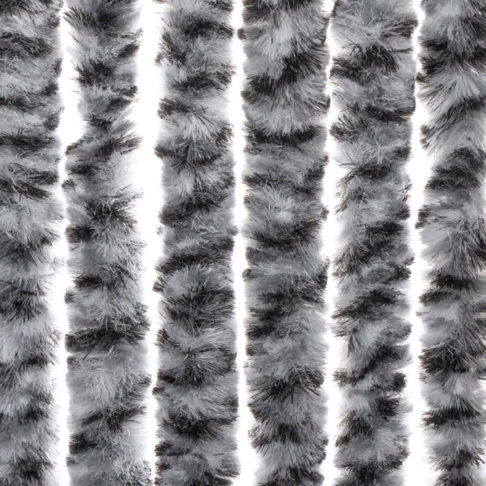 Rideau anti-mouches gris et noir et blanc 100x230 cm chenille – Image 3