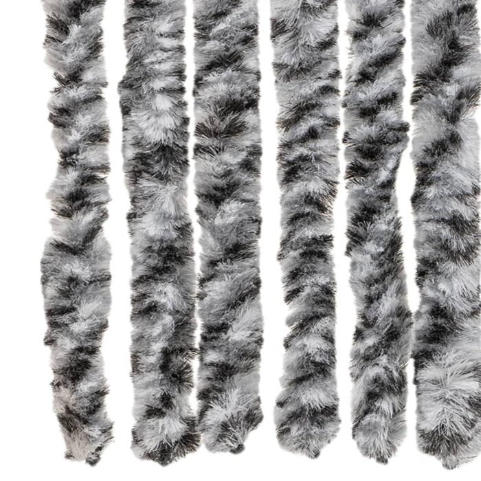 Rideau anti-mouches gris et noir et blanc 100x230 cm chenille – Image 4