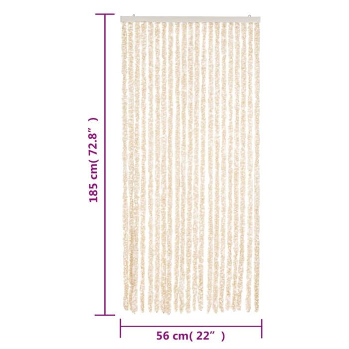 Rideau anti-mouches beige et blanc 56x185 cm chenille – Image 5