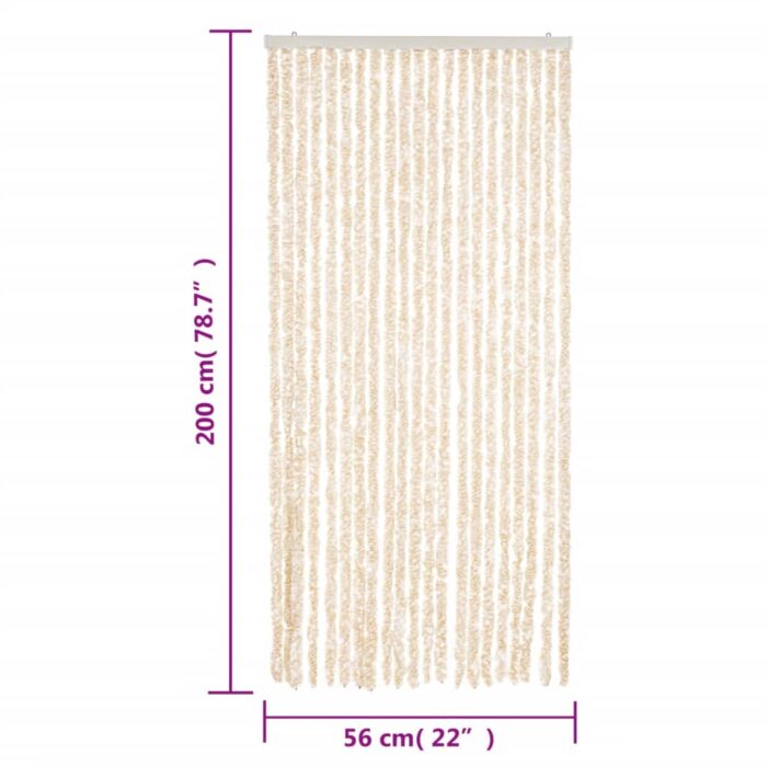 Rideau anti-mouches beige et blanc 56x200 cm chenille – Image 5