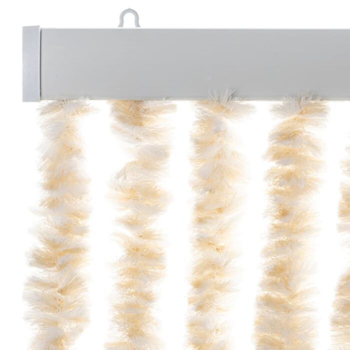 Rideau anti-mouches beige et blanc 90x220 cm chenille – Image 2