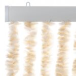 Rideau anti-mouches beige et blanc 100x230 cm chenille – Image 2
