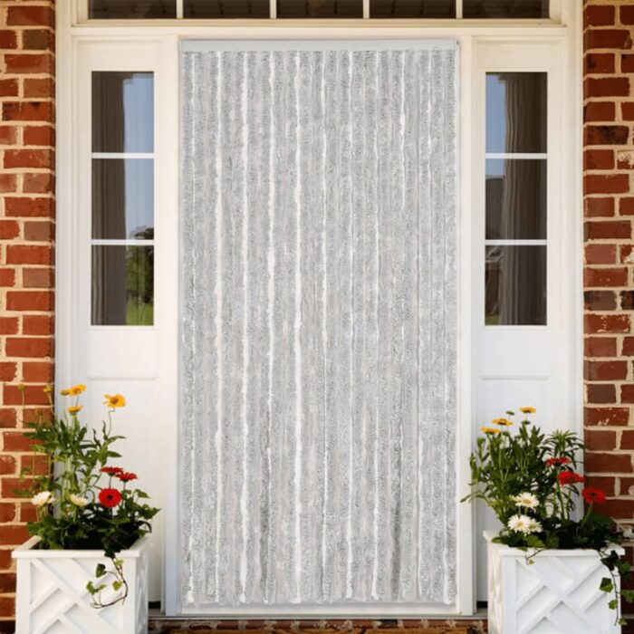 Rideau anti-mouches gris 90x220 cm chenille – Image 1