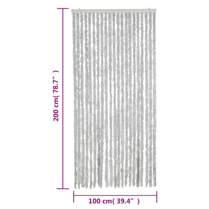 Rideau anti-mouches gris 100x200 cm chenille – Image 5