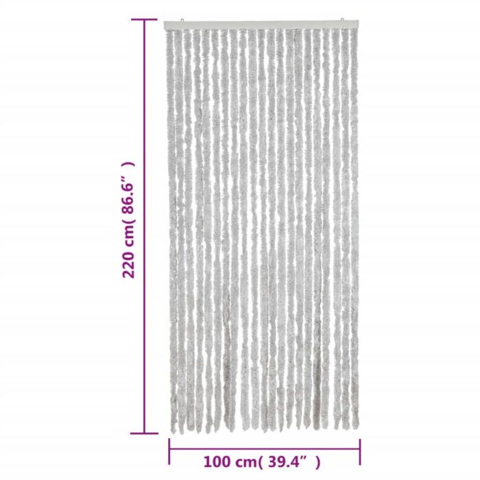 Rideau anti-mouches gris 100x220 cm chenille – Image 5