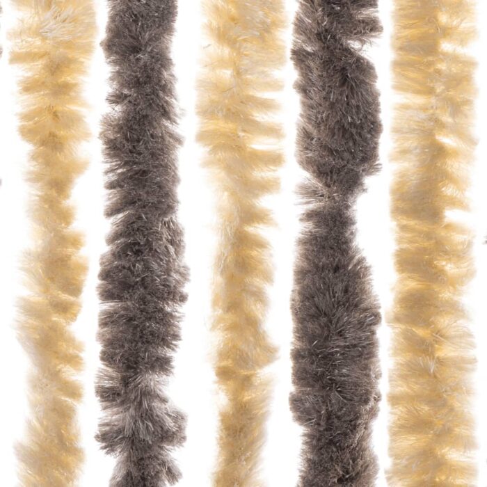 Rideau anti-mouches marron foncé et beige 56x200 cm chenille – Image 3