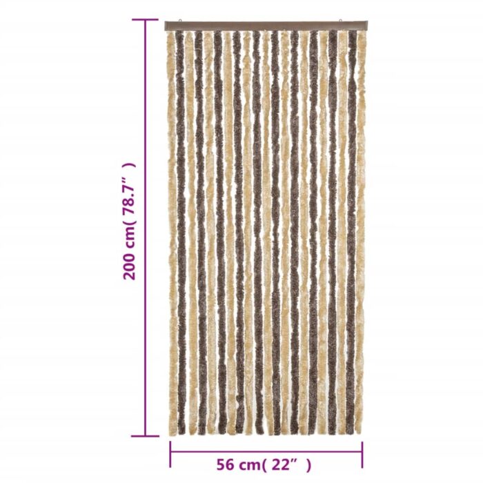 Rideau anti-mouches marron foncé et beige 56x200 cm chenille – Image 5