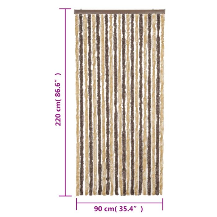Rideau anti-mouches marron foncé et beige 90x220 cm chenille – Image 5