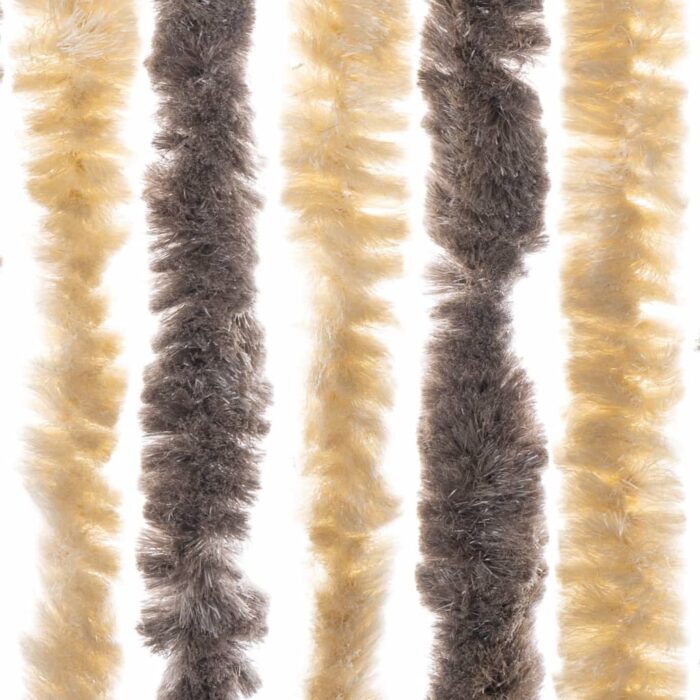 Rideau anti-mouches marron foncé et beige 100x200 cm chenille – Image 3
