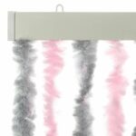 Rideau anti-mouches gris argenté et rose 90x220 cm chenille – Image 2