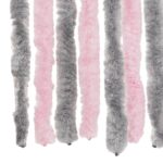 Rideau anti-mouches gris argenté et rose 90x220 cm chenille – Image 4