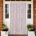 Rideau anti-mouches gris argenté et rose 90x220 cm chenille