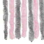 Rideau anti-mouches gris argenté et rose 100x220 cm chenille – Image 4