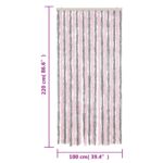 Rideau anti-mouches gris argenté et rose 100x220 cm chenille – Image 5