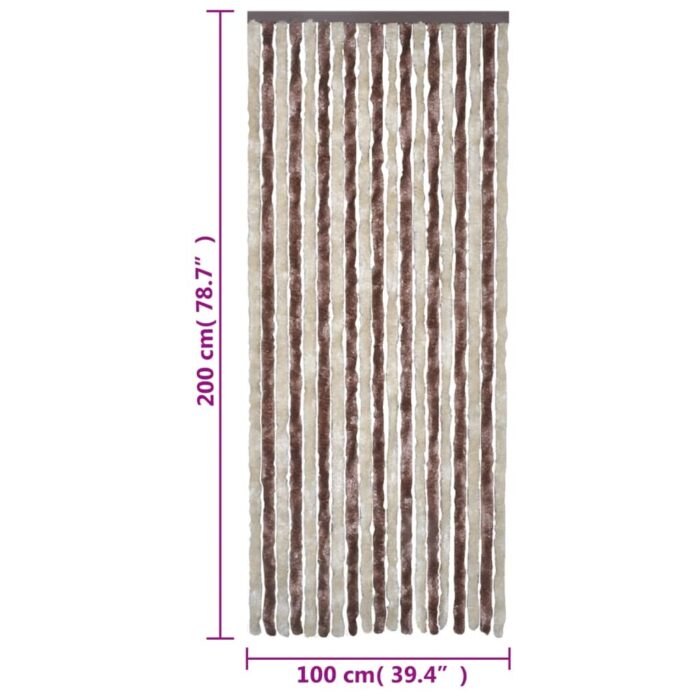 Rideau anti-mouches beige et marron clair 100x200 cm chenille – Image 3