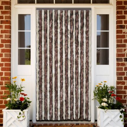 Rideau anti-mouches beige et marron clair 100x200 cm chenille