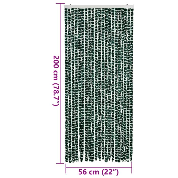 Rideau anti-mouches vert et blanc 90x200 cm chenille – Image 5