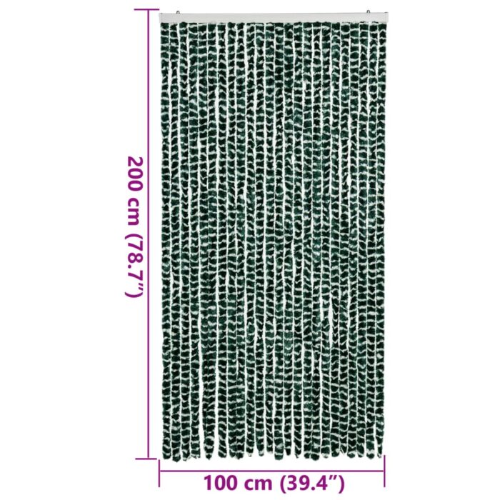 Rideau anti-mouches vert et blanc 100x200 cm chenille – Image 5