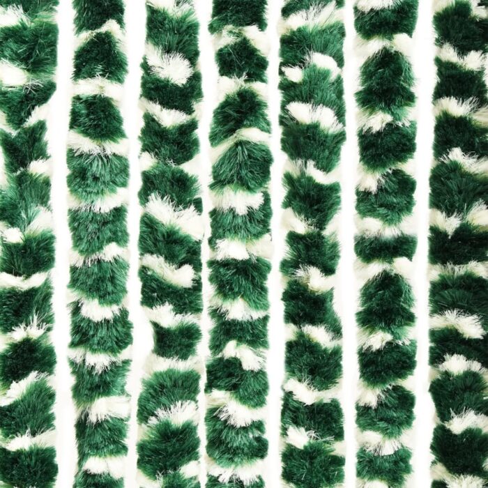 Rideau anti-mouches vert et blanc 100x230 cm chenille – Image 3
