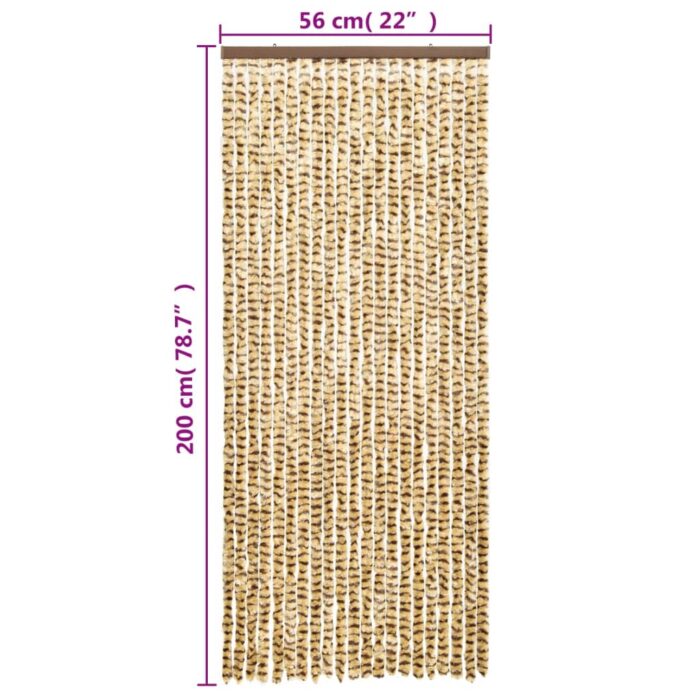 Rideau anti-mouches beige et marron 56x200 cm chenille – Image 4
