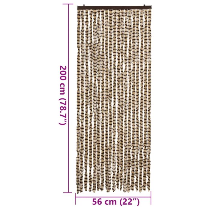 Rideau anti-mouches beige et marron 56x200 cm chenille – Image 5