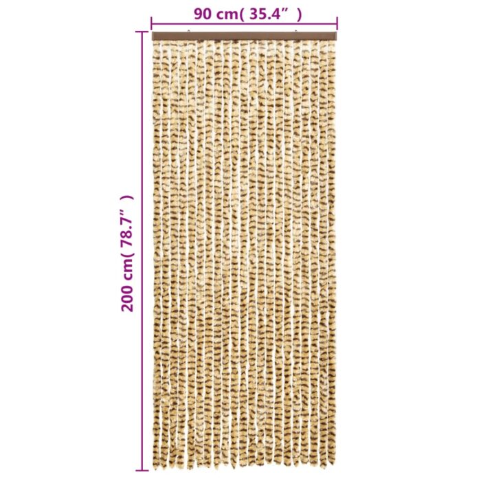 Rideau anti-mouches beige et marron 90x200 cm chenille – Image 4