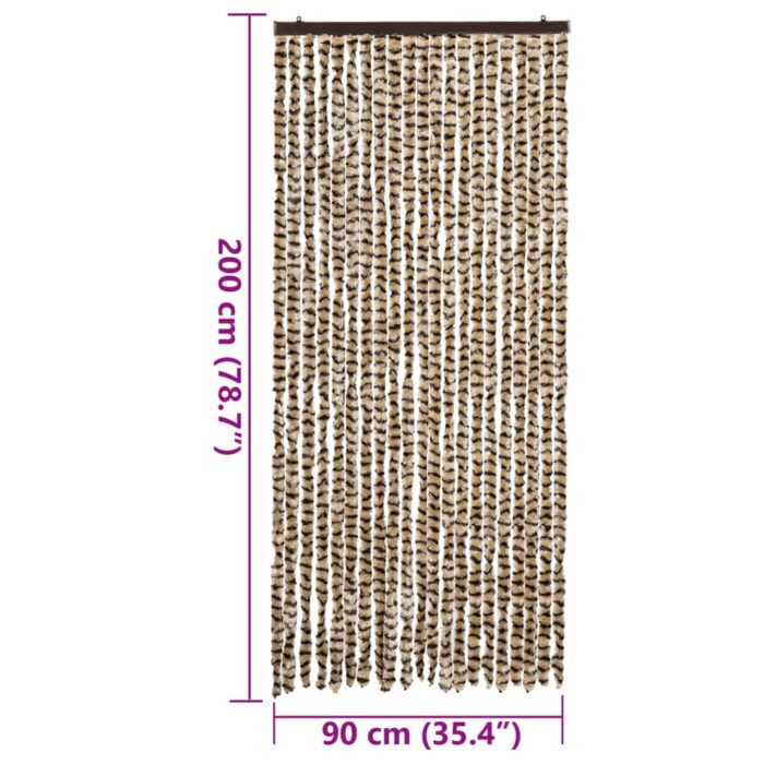 Rideau anti-mouches beige et marron 90x200 cm chenille – Image 5