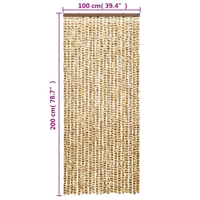 Rideau anti-mouches beige et marron 100x200 cm chenille – Image 4