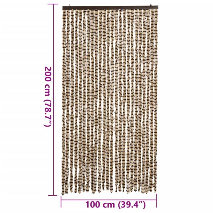 Rideau anti-mouches beige et marron 100x200 cm chenille – Image 5
