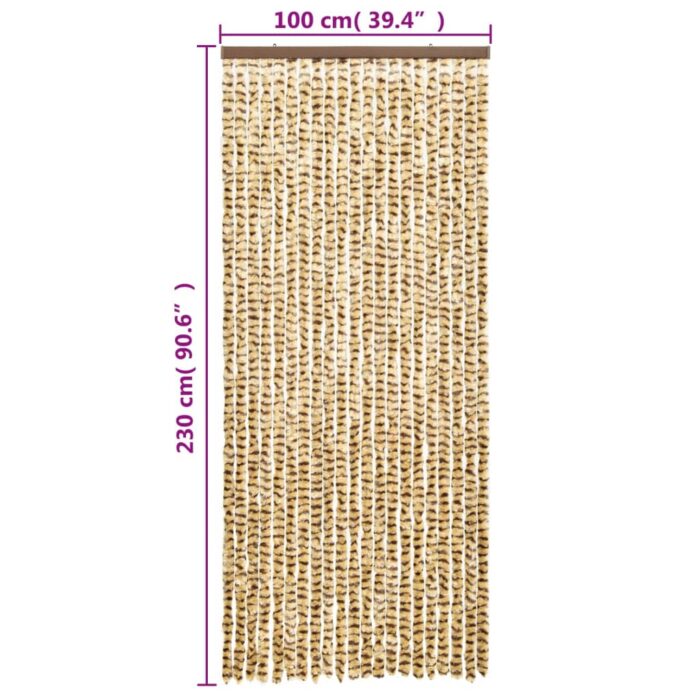 Rideau anti-mouches beige et marron 100x230 cm chenille – Image 4