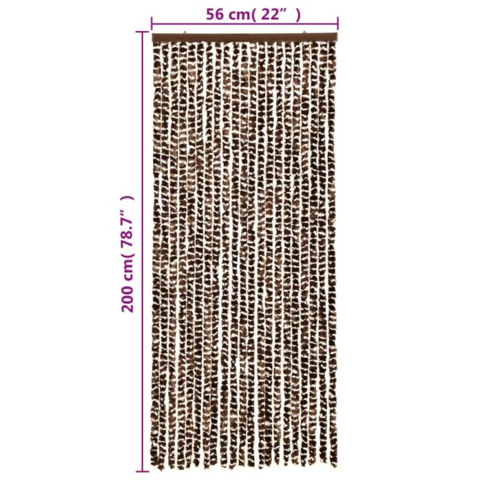 Rideau anti-mouches marron et blanc 56x200 cm chenille – Image 4