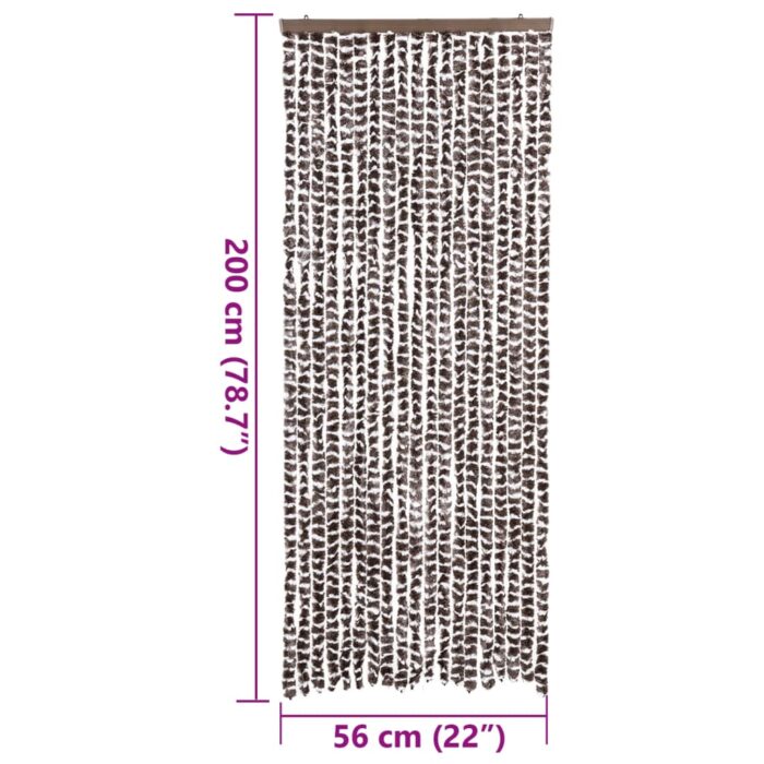 Rideau anti-mouches marron et blanc 56x200 cm chenille – Image 5