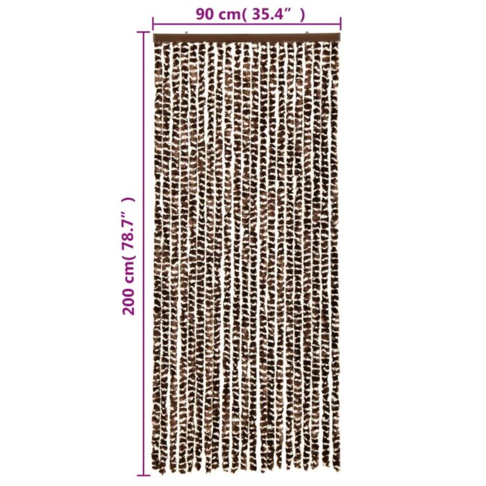 Rideau anti-mouches marron et blanc 90x200 cm chenille – Image 4