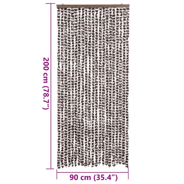 Rideau anti-mouches marron et blanc 90x200 cm chenille – Image 5
