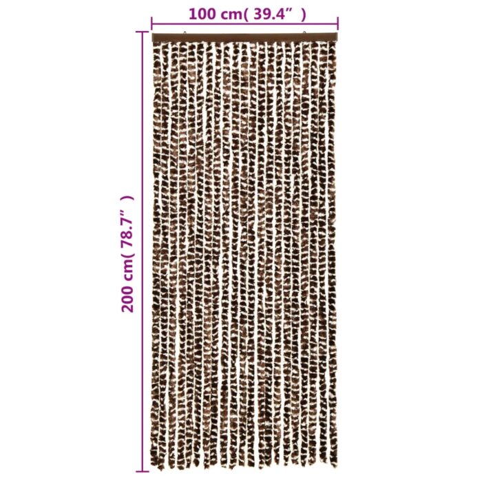 Rideau anti-mouches marron et blanc 100x200 cm chenille – Image 4