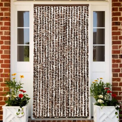 Rideau anti-mouches marron et blanc 100x200 cm chenille