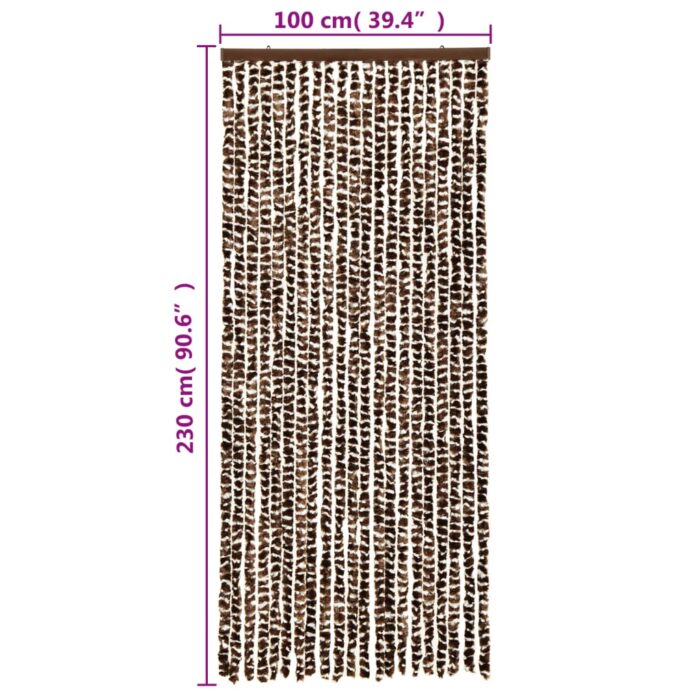 Rideau anti-mouches marron et blanc 100x230 cm chenille – Image 4
