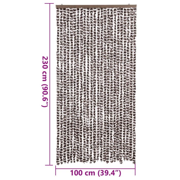 Rideau anti-mouches marron et blanc 100x230 cm chenille – Image 5