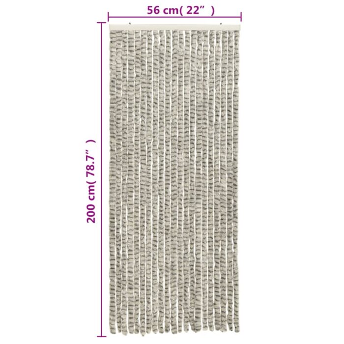 Rideau anti-mouches gris clair et gris foncé 56x200 cm chenille – Image 4