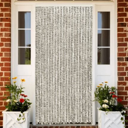Rideau anti-mouches gris clair et gris foncé 56x200 cm chenille