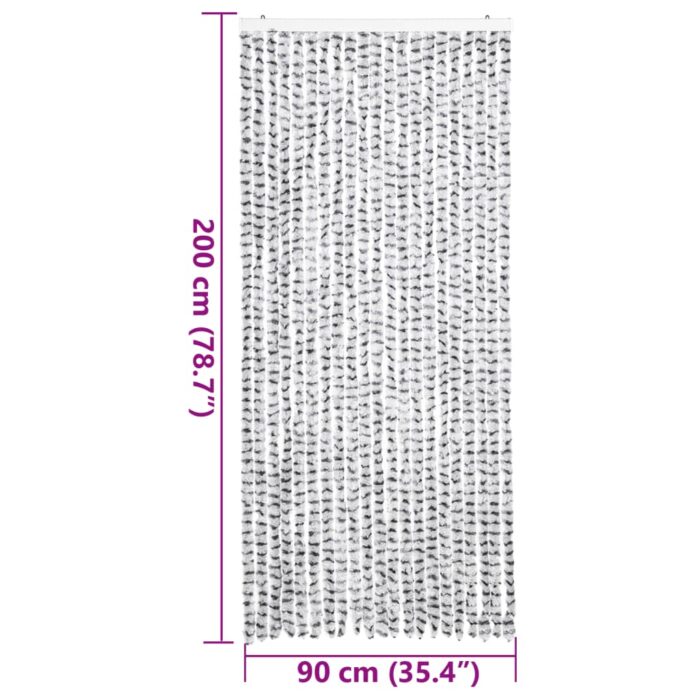 Rideau anti-mouches gris clair et gris foncé 90x200 cm chenille – Image 5