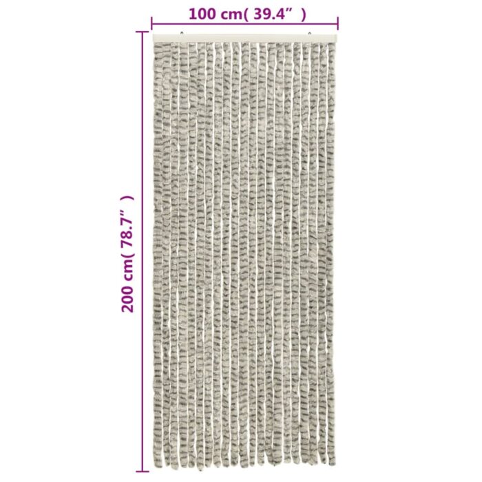 VXL8721012468252_g_en_hd_4.jpg Rideau anti-mouches gris clair et gris foncé 100x200cm chenille – Image 4