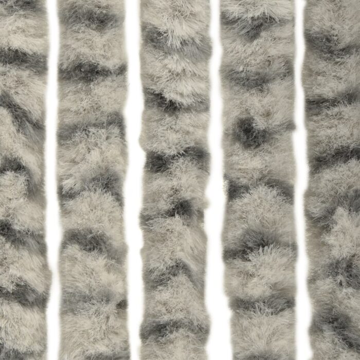 Rideau anti-mouches gris clair et gris foncé 100x230cm chenille – Image 3