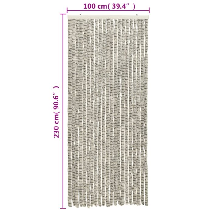 Rideau anti-mouches gris clair et gris foncé 100x230cm chenille – Image 4