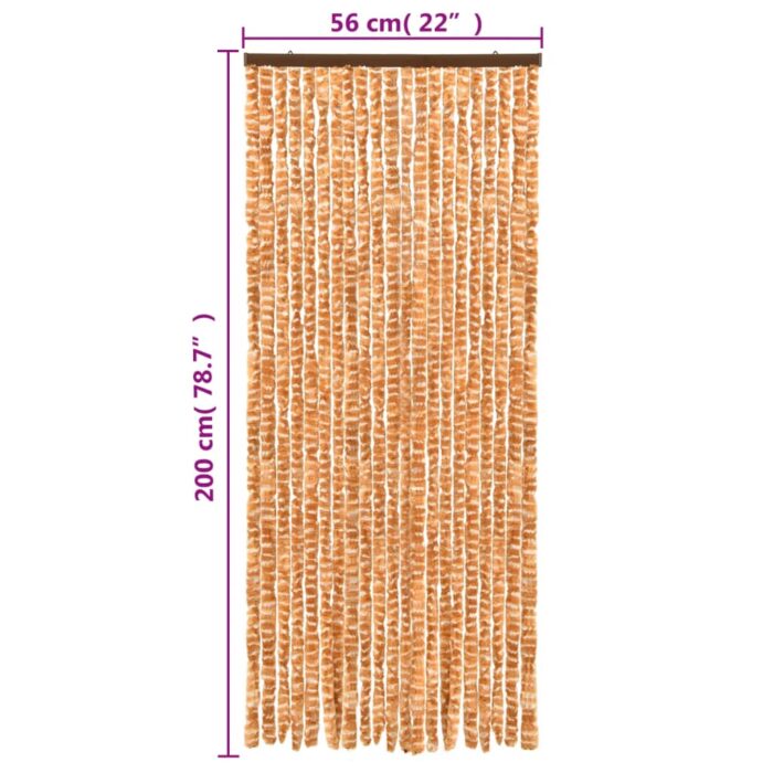 Rideau anti-mouches ocre et blanc 56x200 cm chenille – Image 4