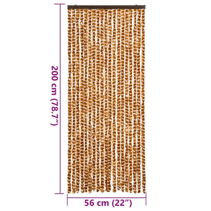 Rideau anti-mouches ocre et blanc 56x200 cm chenille – Image 5