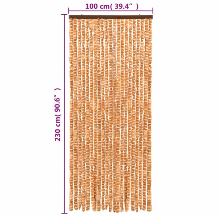 Rideau anti-mouches ocre et blanc 100x230 cm chenille – Image 4