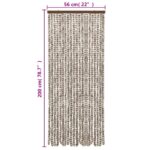 Rideau anti-mouches taupe et blanc 56x200 cm chenille – Image 4