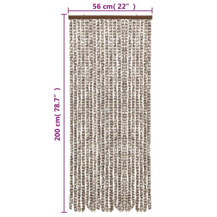 Rideau anti-mouches taupe et blanc 56x200 cm chenille – Image 4