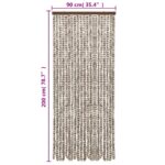 Rideau anti-mouches taupe et blanc 90x200 cm chenille – Image 4